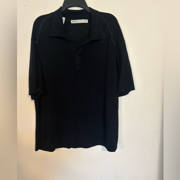 PERRY ELLIS MENS 60% SILK BLACK POLO TOP XXL - Picture 1 of 8